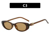 Elegant Oval Sunglasses Women's Small Frame UV Protection Sun Protection Women's Fashion Travel Round Face Full Rim Glasses sku image 3