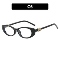 Elegant Oval Sunglasses Women's Small Frame UV Protection Sun Protection Women's Fashion Travel Round Face Full Rim Glasses sku image 6