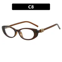 Elegant Oval Sunglasses Women's Small Frame UV Protection Sun Protection Women's Fashion Travel Round Face Full Rim Glasses sku image 8