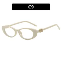Elegant Oval Sunglasses Women's Small Frame UV Protection Sun Protection Women's Fashion Travel Round Face Full Rim Glasses sku image 9