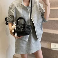 Ladies Casual Pure Color Square Artificial Leather Shoulder Bag With Pendant Street Style Cute Zipper Closure Handbag For All Seasons main image 2