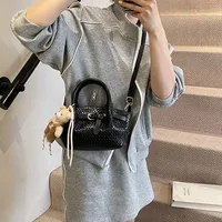 Ladies Casual Pure Color Square Artificial Leather Shoulder Bag With Pendant Street Style Cute Zipper Closure Handbag For All Seasons main image 3