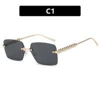 Rimless Square Edge Sunglasses Thread Fashion  Style Style Women's Sunglasses Travel Fashion Matching sku image 1