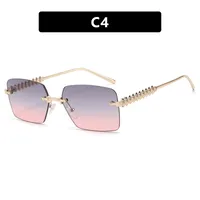 Rimless Square Edge Sunglasses Thread Fashion  Style Style Women's Sunglasses Travel Fashion Matching sku image 4