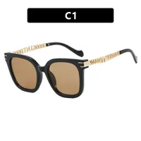 Fashion Women's Square Chain Sunglasses Thin Looking Fashion Glasses Chic Feeling Travel Style Sunscreen Brown Black sku image 1