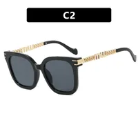 Fashion Women's Square Chain Sunglasses Thin Looking Fashion Glasses Chic Feeling Travel Style Sunscreen Brown Black sku image 2