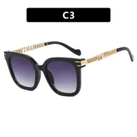 Fashion Women's Square Chain Sunglasses Thin Looking Fashion Glasses Chic Feeling Travel Style Sunscreen Brown Black sku image 3