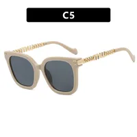 Fashion Women's Square Chain Sunglasses Thin Looking Fashion Glasses Chic Feeling Travel Style Sunscreen Brown Black sku image 5