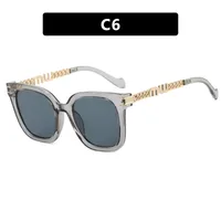 Fashion Women's Square Chain Sunglasses Thin Looking Fashion Glasses Chic Feeling Travel Style Sunscreen Brown Black sku image 6