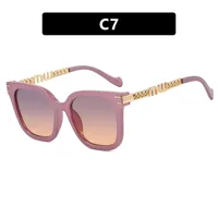 Fashion Women's Square Chain Sunglasses Thin Looking Fashion Glasses Chic Feeling Travel Style Sunscreen Brown Black sku image 7