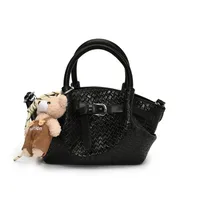 Ladies Casual Pure Color Square Artificial Leather Shoulder Bag With Pendant Street Style Cute Zipper Closure Handbag For All Seasons sku image 2