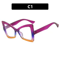 Butterfly Frame Full Rim Glasses Anti-Blue Light Plain Lens Large Frame Color Matching Design Elegant Versatile For Adults sku image 1