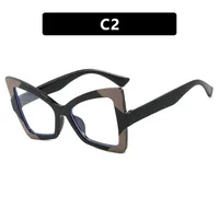 Butterfly Frame Full Rim Glasses Anti-Blue Light Plain Lens Large Frame Color Matching Design Elegant Versatile For Adults sku image 2