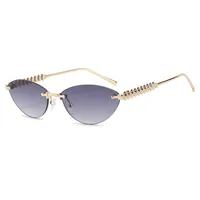 Fashion Cat Eye Sunglasses Unisex Rimless Cutting Edge Triangle Sun Protection High-End Polarized Lens Glasses main image 5