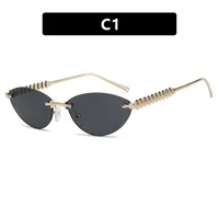 Fashion Cat Eye Sunglasses Unisex Rimless Cutting Edge Triangle Sun Protection High-End Polarized Lens Glasses sku image 1