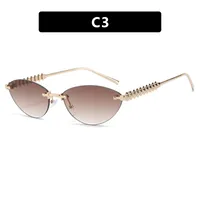 Fashion Cat Eye Sunglasses Unisex Rimless Cutting Edge Triangle Sun Protection High-End Polarized Lens Glasses sku image 3