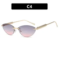 Fashion Cat Eye Sunglasses Unisex Rimless Cutting Edge Triangle Sun Protection High-End Polarized Lens Glasses sku image 4