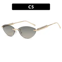 Fashion Cat Eye Sunglasses Unisex Rimless Cutting Edge Triangle Sun Protection High-End Polarized Lens Glasses sku image 5