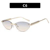 Fashion Cat Eye Sunglasses Unisex Rimless Cutting Edge Triangle Sun Protection High-End Polarized Lens Glasses sku image 6