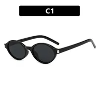Elegant Oval Sunglasses Women's Simple Style  Fashion Sunglasses Travel Sunscreen Gray And Black sku image 1