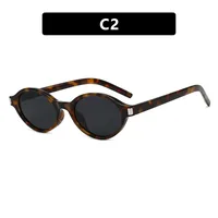 Elegant Oval Sunglasses Women's Simple Style  Fashion Sunglasses Travel Sunscreen Gray And Black sku image 2