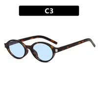 Elegant Oval Sunglasses Women's Simple Style  Fashion Sunglasses Travel Sunscreen Gray And Black sku image 3