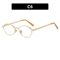 Vintage Metal Oval Sunglasses Women's UV Protection Fashion Petite Face Sunglasses Travel And Style Sunscreen Brown Gold sku image 6