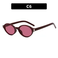Elegant Oval Sunglasses Women's Simple Style  Fashion Sunglasses Travel Sunscreen Gray And Black sku image 6