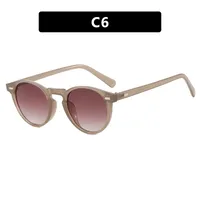 Men's Round Frame Sunglasses Simple Fashion Retro European American Style Fashion Sunscreen Travel Full Frame Black AC Material sku image 6