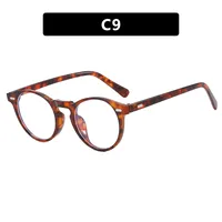 Men's Round Frame Sunglasses Simple Fashion Retro European American Style Fashion Sunscreen Travel Full Frame Black AC Material sku image 9