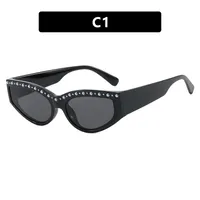 Triangle Cat-Eye Sunglasses Diamond-Embedded Fashion Sunscreen  Style High-End Sunglasses sku image 1