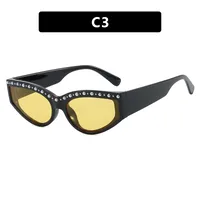 Triangle Cat-Eye Sunglasses Diamond-Embedded Fashion Sunscreen  Style High-End Sunglasses sku image 3