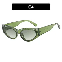 Triangle Cat-Eye Sunglasses Diamond-Embedded Fashion Sunscreen  Style High-End Sunglasses sku image 4