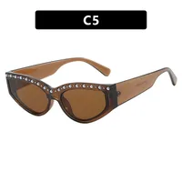 Triangle Cat-Eye Sunglasses Diamond-Embedded Fashion Sunscreen  Style High-End Sunglasses sku image 5