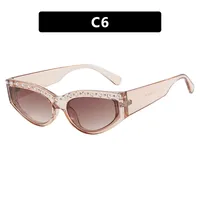 Triangle Cat-Eye Sunglasses Diamond-Embedded Fashion Sunscreen  Style High-End Sunglasses sku image 6