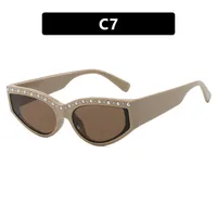 Triangle Cat-Eye Sunglasses Diamond-Embedded Fashion Sunscreen  Style High-End Sunglasses sku image 7