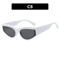 Triangle Cat-Eye Sunglasses Diamond-Embedded Fashion Sunscreen  Style High-End Sunglasses sku image 8