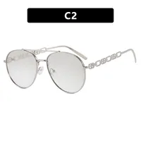 Frog-Shaped Aviator Sunglasses For Women Chain Glasses Fashion Travel UV Protection Resin Lens Brown Gold Frame Ins Style sku image 2