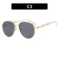 Frog-Shaped Aviator Sunglasses For Women Chain Glasses Fashion Travel UV Protection Resin Lens Brown Gold Frame Ins Style sku image 3