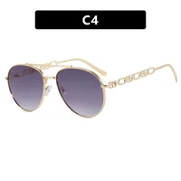 Frog-Shaped Aviator Sunglasses For Women Chain Glasses Fashion Travel UV Protection Resin Lens Brown Gold Frame Ins Style sku image 4