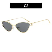 Style Triangle Cat Eye Sunglasses Hollow Personality Metal Sunglasses Street Trend Style Women's Sunglasses sku image 2