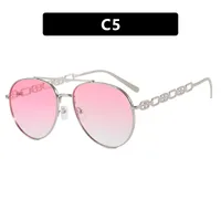 Frog-Shaped Aviator Sunglasses For Women Chain Glasses Fashion Travel UV Protection Resin Lens Brown Gold Frame Ins Style sku image 5