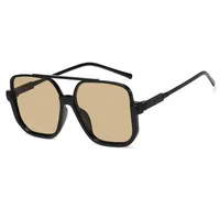 Square Half Frame Double Bridge Sunglasses Women Fashion Street Snap Black Full Frame Travel Sunscreen Personalized Hip Hop Street Style main image 6