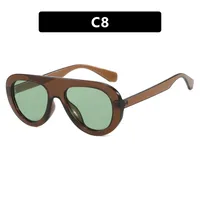 Stylish Round Frame Frog Glasses Sunglasses Personality Small Frame Classic Style Travel And Streetwear Sun Protection sku image 8
