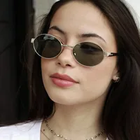 New Oval Sunglasses Women Fashion UV Protection Street Style Personality Concave Shape Travel Sunscreen Brown Gold main image 4