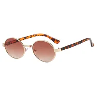 New Oval Sunglasses Women Fashion UV Protection Street Style Personality Concave Shape Travel Sunscreen Brown Gold main image 6