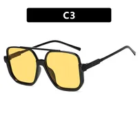 Square Half Frame Double Bridge Sunglasses Women Fashion Street Snap Black Full Frame Travel Sunscreen Personalized Hip Hop Street Style sku image 3