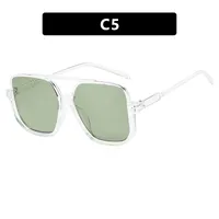 Square Half Frame Double Bridge Sunglasses Women Fashion Street Snap Black Full Frame Travel Sunscreen Personalized Hip Hop Street Style sku image 5
