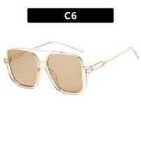 Square Half Frame Double Bridge Sunglasses Women Fashion Street Snap Black Full Frame Travel Sunscreen Personalized Hip Hop Street Style sku image 6