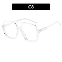 Square Half Frame Double Bridge Sunglasses Women Fashion Street Snap Black Full Frame Travel Sunscreen Personalized Hip Hop Street Style sku image 8